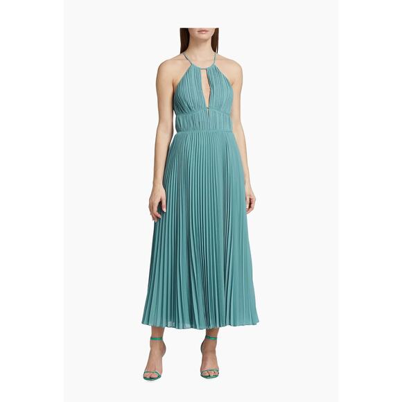 Jonathan Simkhai Carli Plissé Pleated Halter Maxi Dress Size 4 NEW - Picture 2 of 12